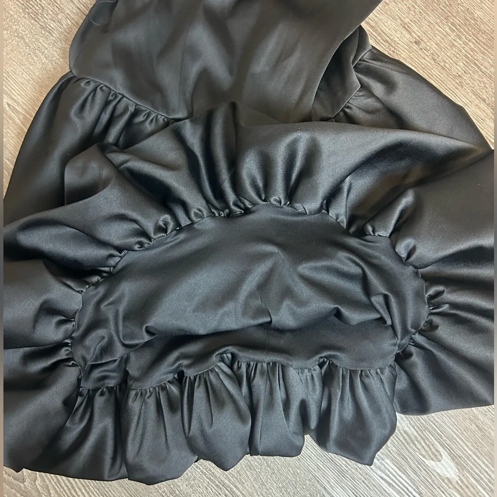 le chateau Black Strapless Satin Grad Dress - Picture 3 of 6